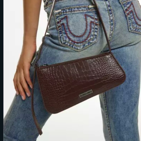 Urban Outfitters☠️ | silence + noise Asymmetrical Shoulder Bag in Brown Croc - Picture 3 of 7